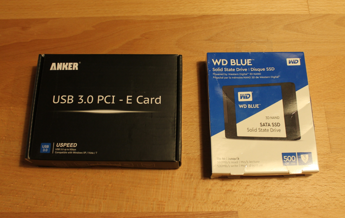 WD BLUE 500GB SSD and Anker USB 3.0 PCIe card
