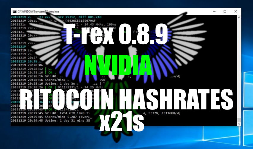 Ritocoin Hashrate x21s using T-rex 0.8.9