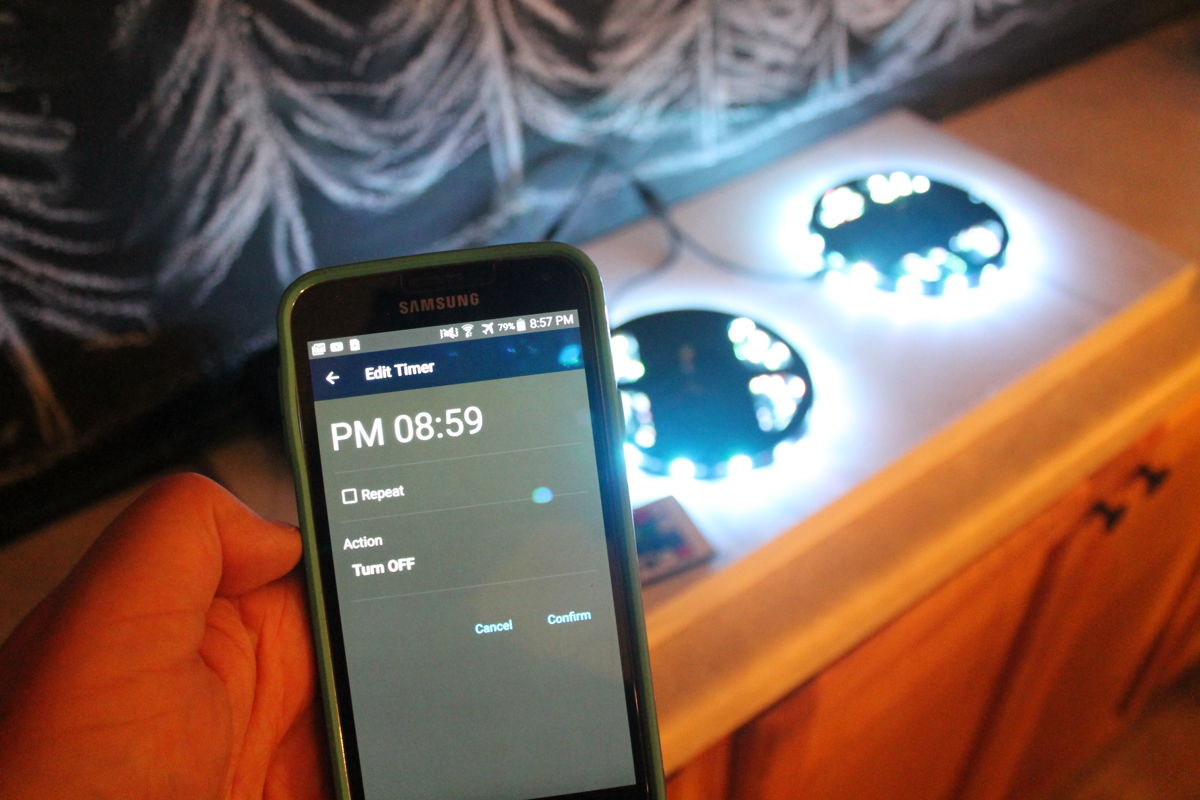 Cool timer function on Miheal led strip to wake you up. 