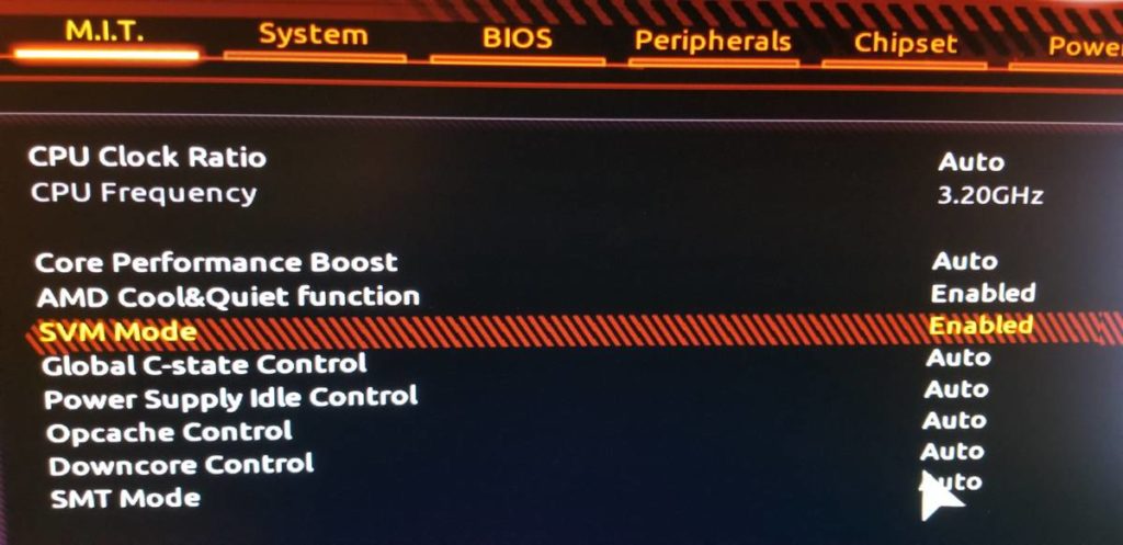 How to enable SVM for AMD-V is disabled in the BIOS