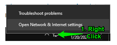 Right click on network icon